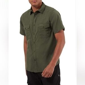 Craghoppers Kiwi Shirt XL Short Sleeve Hiking Travel Outdoor Top Cedar Brown